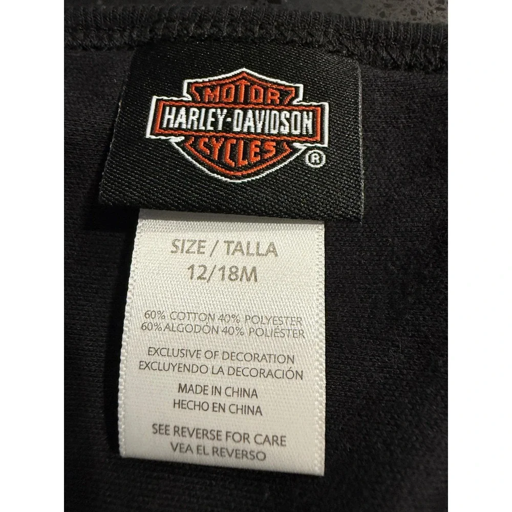 Harley-Davidson Baby Bib Black Orange Logo Biker 12-18 Months‎ Cotton Blend